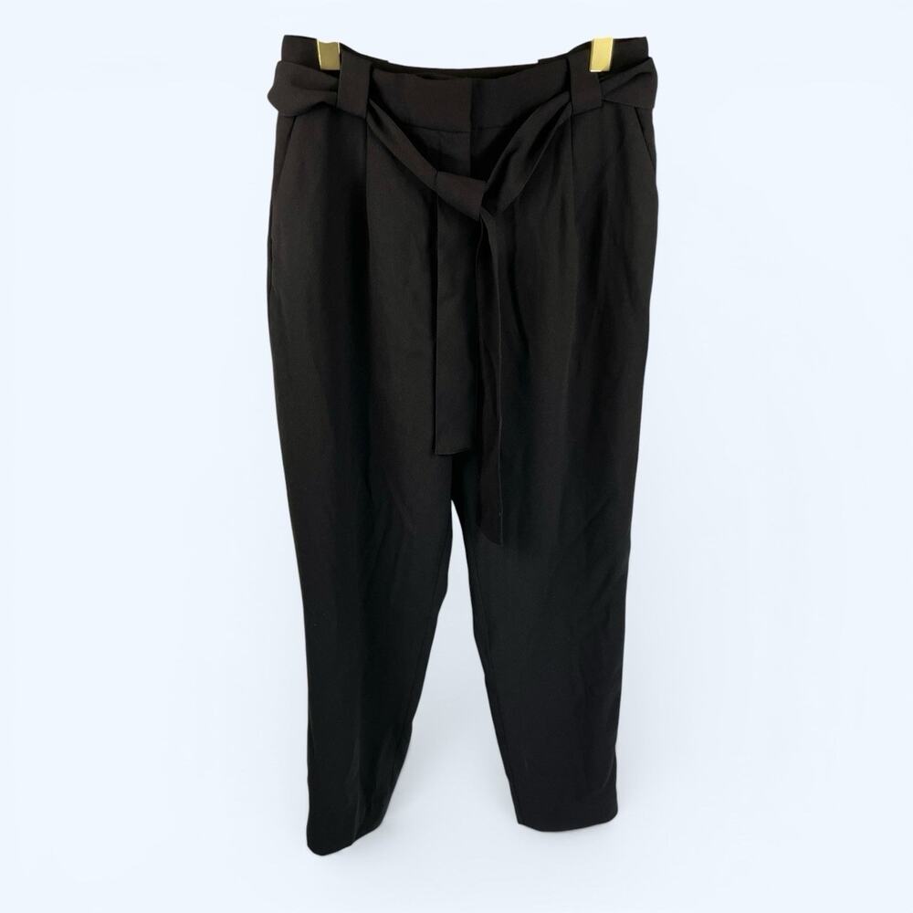 H&M Tie Belt Black Slacks Dress Pants Ankle High Rise Women's Size 6 NWT